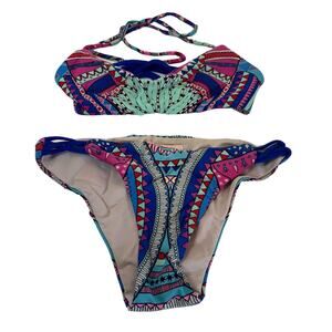Mara Hoffman 2 Piece Swimsuit Bikini XS Top S Bottom Multicolor Abstract Set